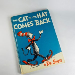 FIRST EDITION Dr Seuss Cat in the Hat Comes Back Vintage collectible book pictoral boards circa 1958.