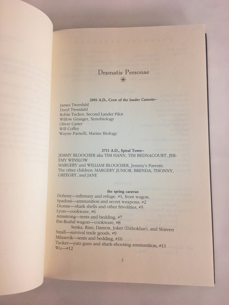 May include: A page from a book with the title "Dramatis Personae" and a list of characters and their roles in the story. The text includes names like "James Twerdahl", "Daryl Twerdahl", "Robin Tucker", and "Willow Granger".