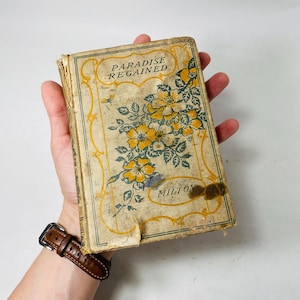 Antique 1843 Paradise Regained by John Milton Beautiful vintage book decor Lupton Publishing