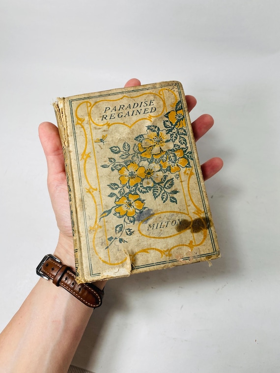 Antique 1843 Paradise Regained by John Milton Beautiful vintage book decor Lupton Publishing