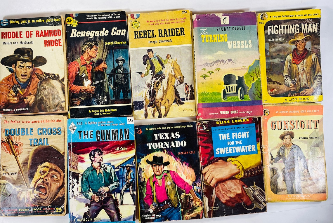 1950s Vintage Western Paperback Books Cowboy Stories Chadwick Etsy