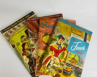 Vintage French Hungarian Scandinavian German & Vienese Recipe cookbook booklets circa 1965 Culinary Arts retro kitchen collectible decor