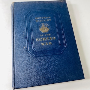 1954 Korean War vintage book by Ridgway and Clark report military history blue Home decor