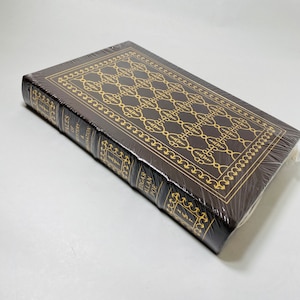 Livre de poèmes d'Edgar Allan Poe Stories, poèmes d'horreur vintage en cuir marron et or en relief Rue Morgue Black Cat Grotesque Easton Press scellé
