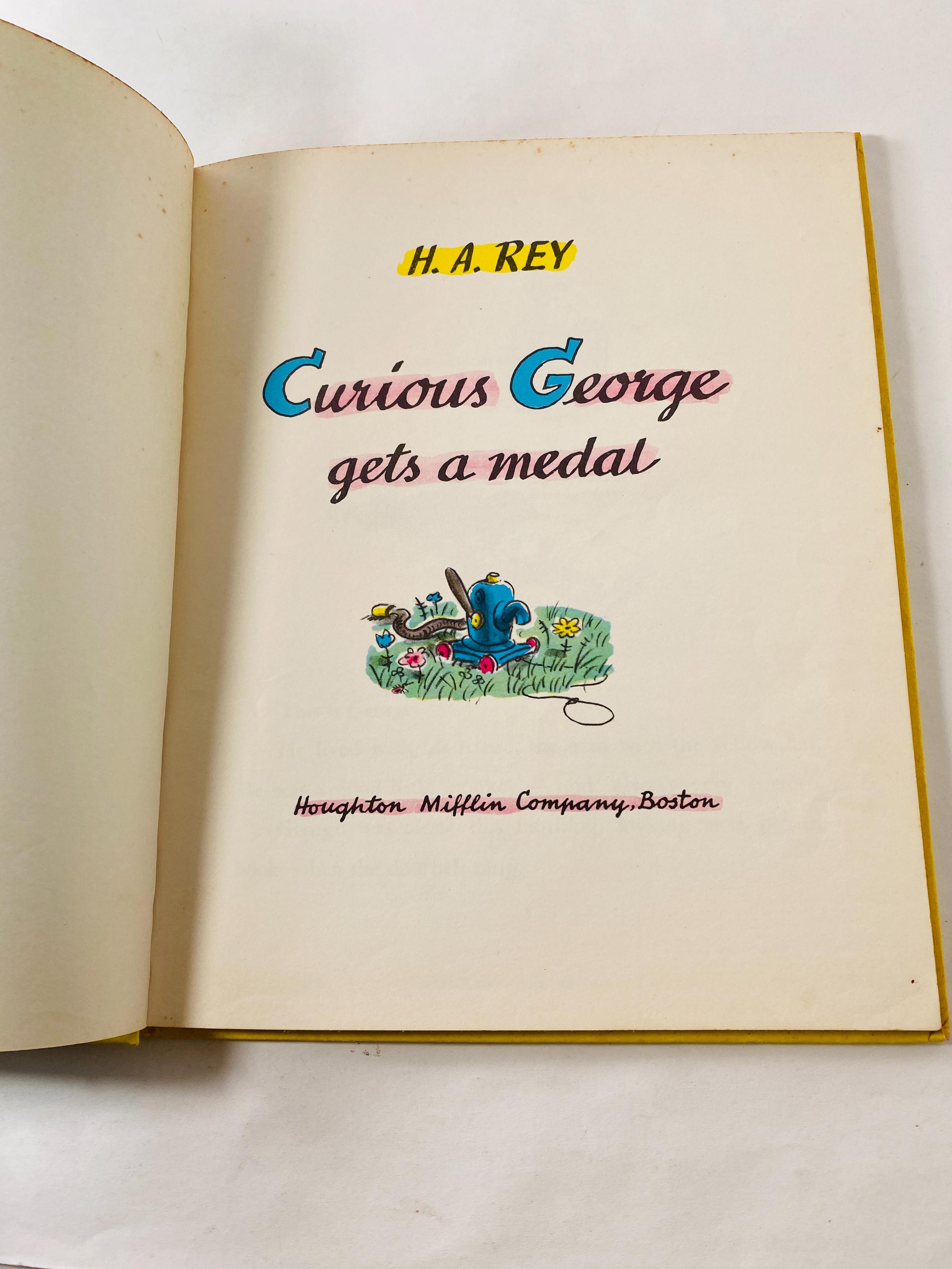 Curious George Gets a Medal Vintage Children's Book Illustrated by HA ...