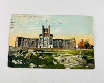 City College NY New York City Postal vintage circa 1911 con sello de 1 centavo de Ben Franklin. ¡Perfecto para enmarcar! Decoración de la pared de la oficina en casa