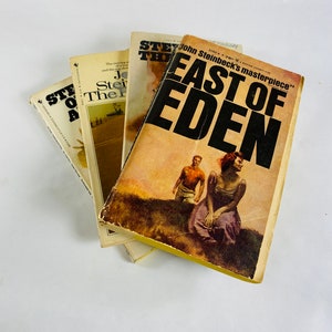 John Steinbeck East of Eden Red Horse Pearl vintage paperback book Of Mice and Men Pulitzer Prize Bantum circa 1980s