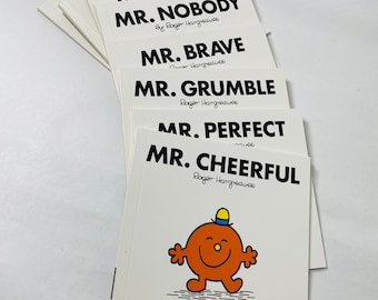 Mr. Lazy Mr Men vintage paperback books by Roger Hargreaves circa 1990 Children&#39;s books. Christmas stocking stuffer Cheerful Perfect Brave