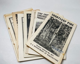1960s-1980s Vintage Agriculture Department farm booklets homestead plowing cropping conservation pine fences timber painting buildings fire