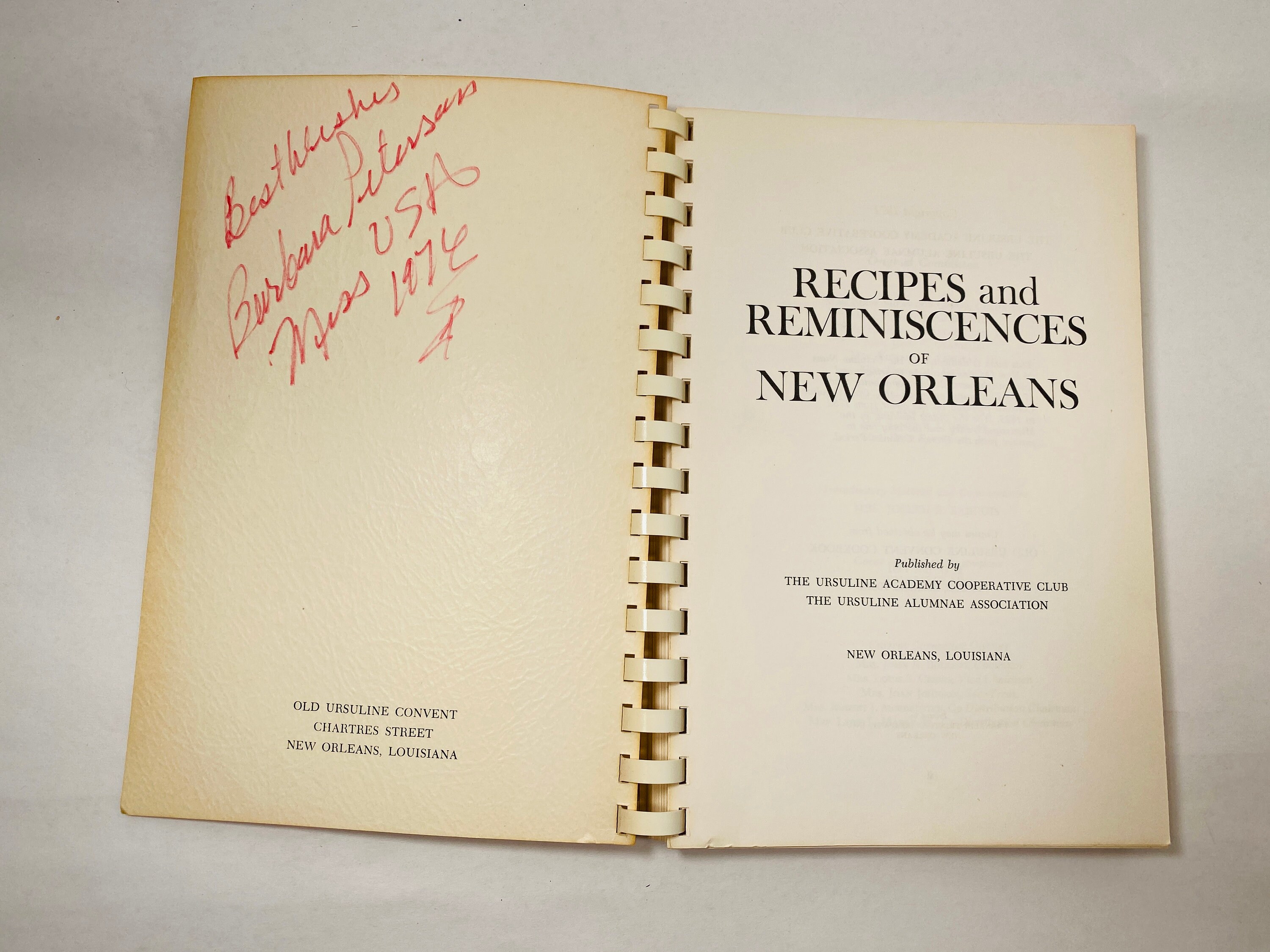 SIGNED New Orleans Recipes and Reminiscences Vintage Spiral Cookbook ...