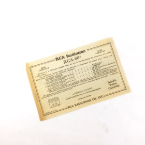 RCA Radiotron 80 Technical Bulletin. Vintage Collectible UX-280 document sheet circa 1939 for antique radio & tubes old internet