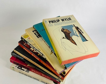 Philip Wylie FIRST & EARLY printing vintage paperback books circa 1950s and 60s Smuggled Atom Bomb, Spy Who Spoke, Triumph, Disappearance