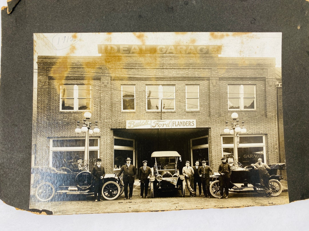 Rare Photograph Frederick MD 1912 Ideal Garage Buick Ford Flanders Car