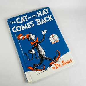 Vintage Katze im Hut kommt zurück Buch von Dr. Seuss circa 1958. FRÜHER DRUCK Grolier BC Kindersammelstück.