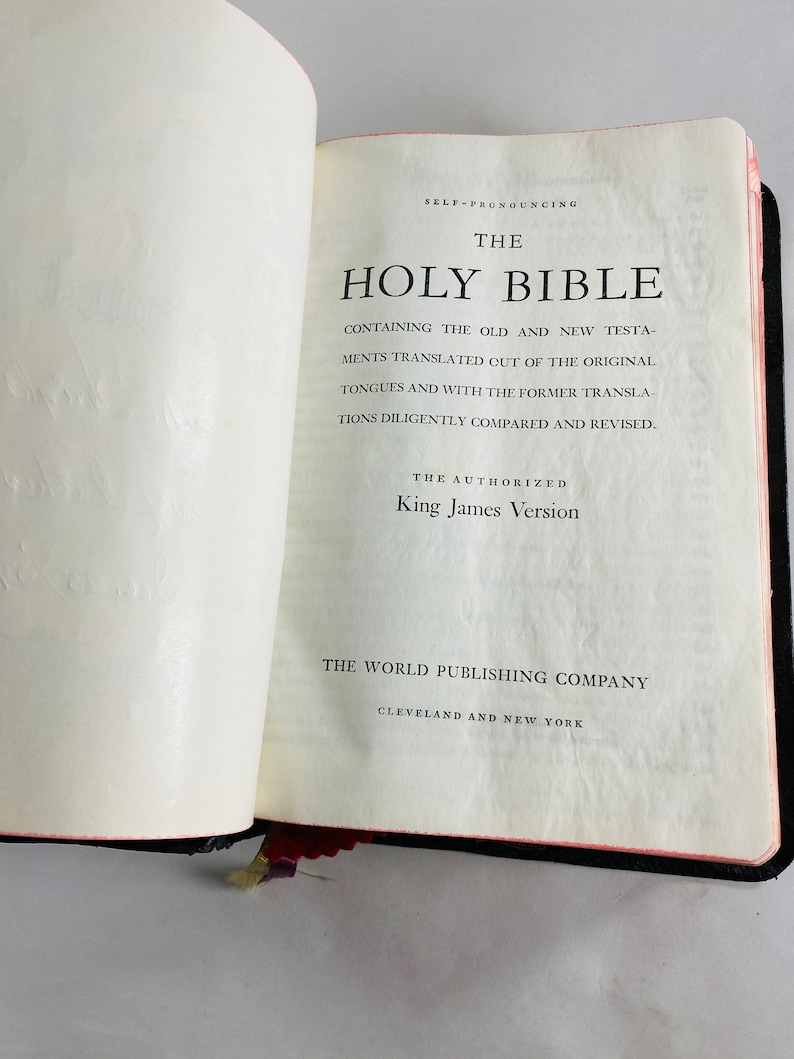 Holy Bible With Worn Black Leather Cover King James Old and New ...