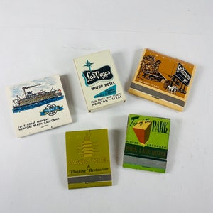 1960 Vintage Texas Colorado California Houston Hotel Matchbox Matches made in the US Newport Beach Denver Petite cardboard home office decor