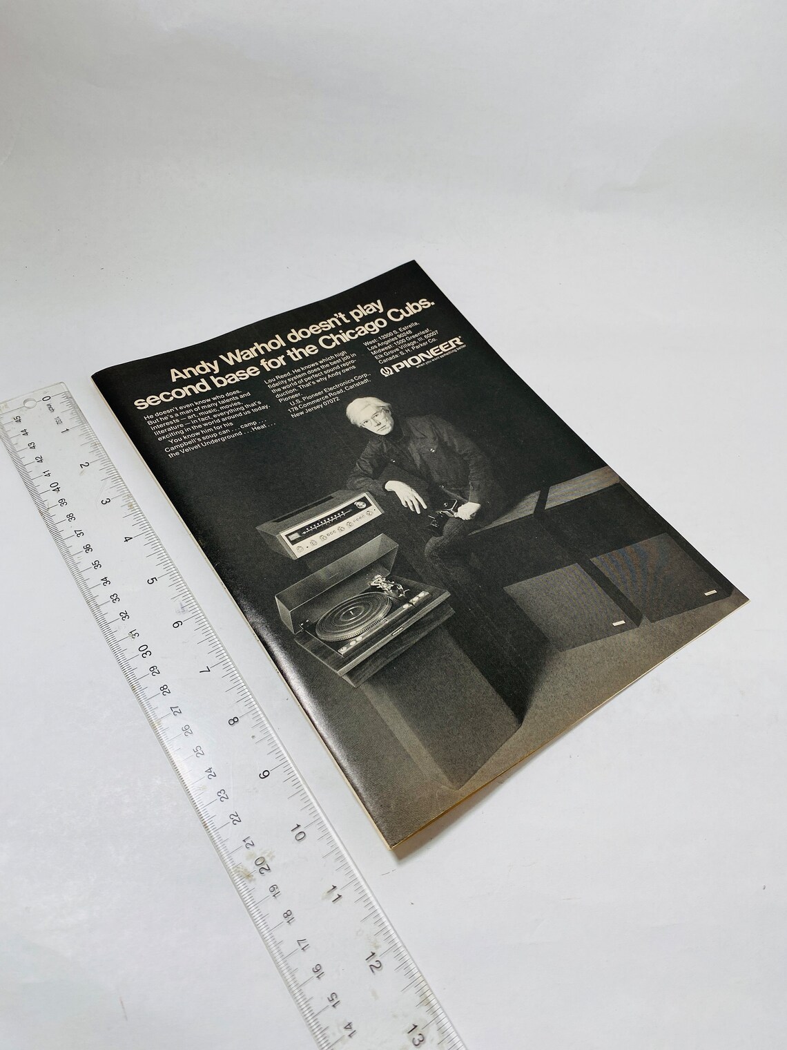 1973 Andy Warhol Vintage Magazine Advertisement Featuring Pioneer High