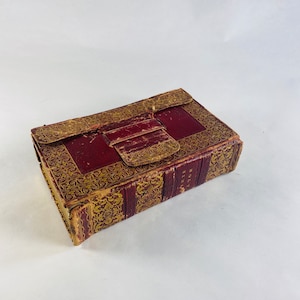 1820 Holy Bible Oxford Worn red Morocco Leather Cover, Collingwood Post Revolutionary War Old Testament Jesus Christ Miniature Collectible