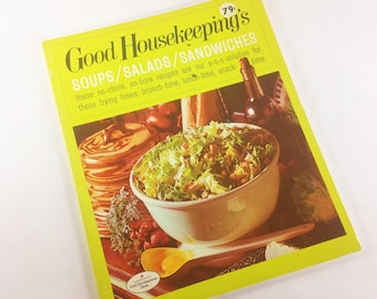 Good Housekeeping Cookbook circa 1971. Soups salads sandwiches Green vintage paperback book for easy kitchen recipes