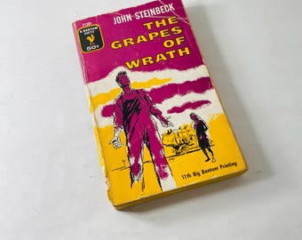 Grapes of Wrath vintage paperback book by John Steinbeck circa 1955 EARLY PRINTING Vintage gift Poor Condition. Pulitzer Prize