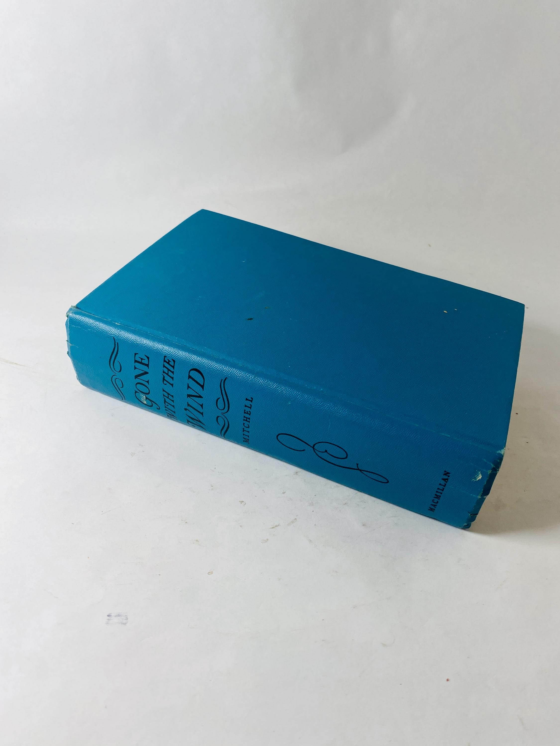 1964 Gone with the Wind by Margaret Mitchell. Vintage book EARLY PRINTING. Epic historical romance Scarlett O'hara. Blue home decor