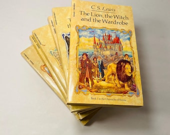 Chronicles of Narnia vintage paperback book series circa 1988 by CS Lewis The Lion, Witch and the Wardrobe Science Fiction Fantasy vintage