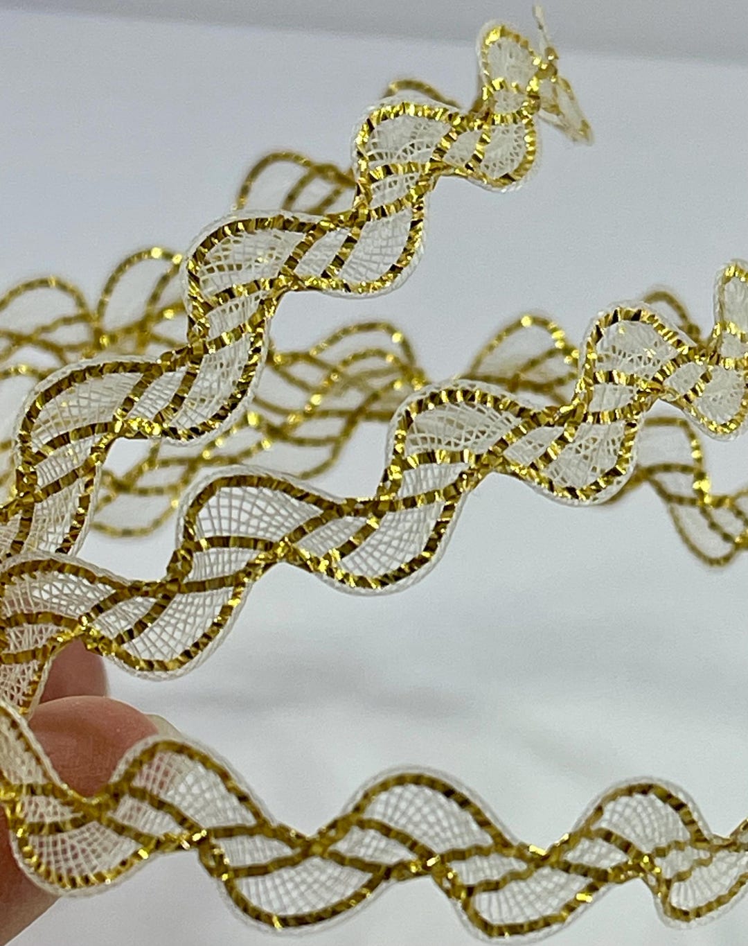Vintage Metallic Gold Rick Rack Net Netted Ribbon for Holidays Crafts ...