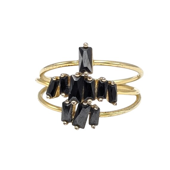 Stackable Ring Set in Gold with Black Baguette St… - image 1