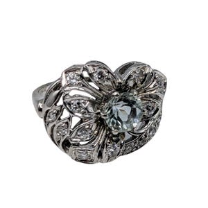 Vintage Mid-Century 14kt Gold Diamond & Prasiolite Statement Cocktail Ring