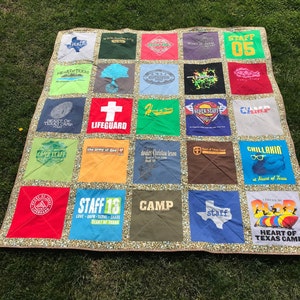 Colcha de camiseta - Colcha tradicional personalizada com faixa