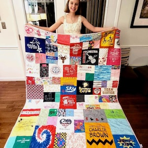 T-shirt Quilt Custom Made, Mosaic Tshirt Quilt, Multiple Sizes Available