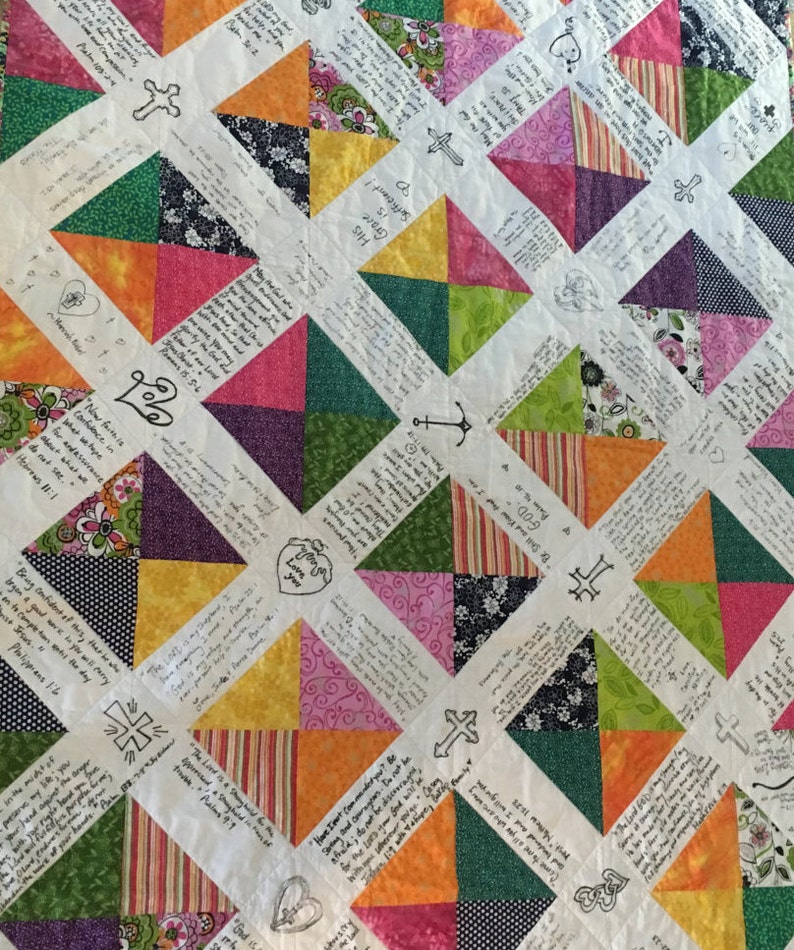 Memory Quilt Throw Sized Signature Quilt Retirement gift Etsy