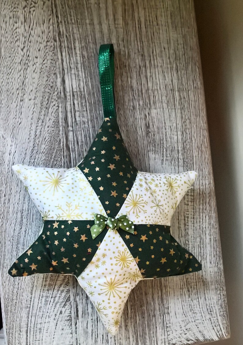 Christmas star, fabric star decoration image 1