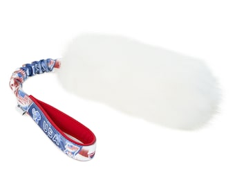 USA | Sheepskin tug toy with bungee | FURRY PATRIOTS