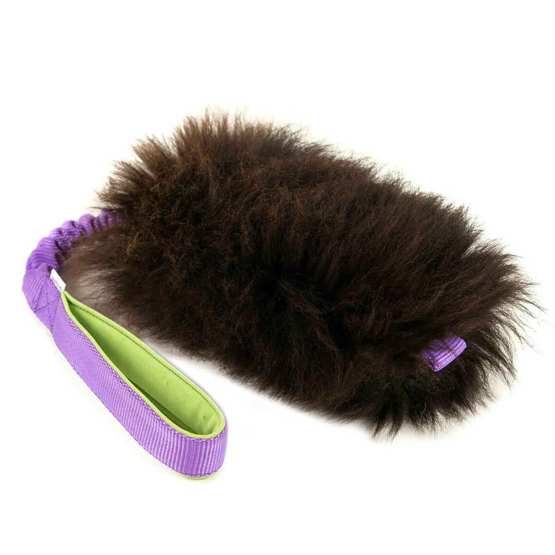 SMALL Fur Tug Dog Toy Sheepskin with Flexible Handle Brown Etsy