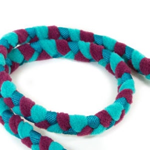 Braided agility leash with mop and bungee teal, burgundy