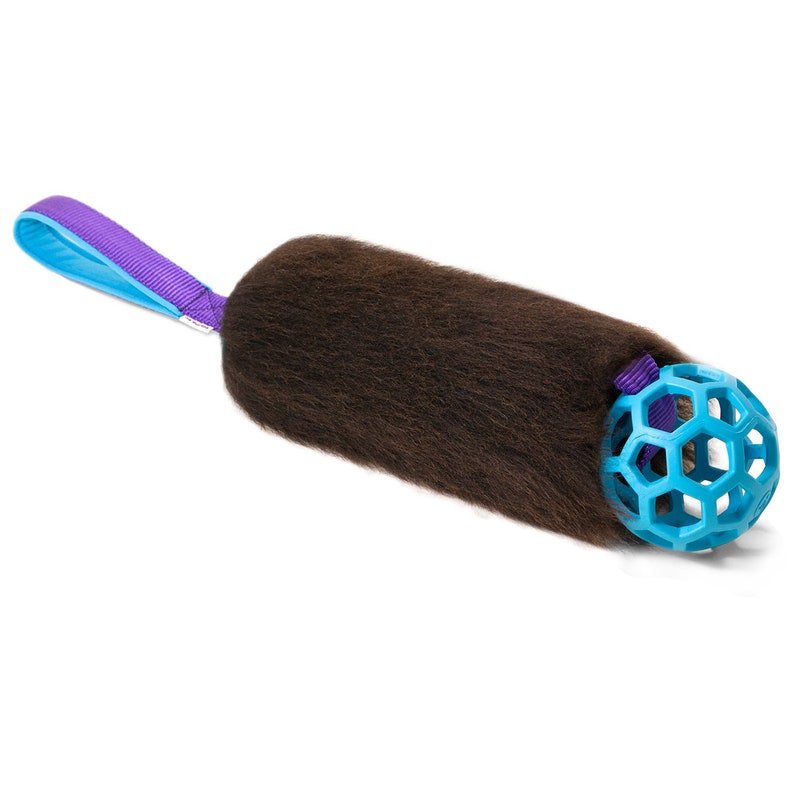MEDIUM Fur Tug Dog Toy Sheepskin with JW Pet Holee Roller Etsy