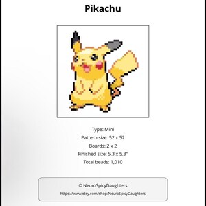 Pikachu Pixel Pattern PDF - Stor Fuse Bead Chart | Direkt Digital Nedladdning av Perler Bead Mall