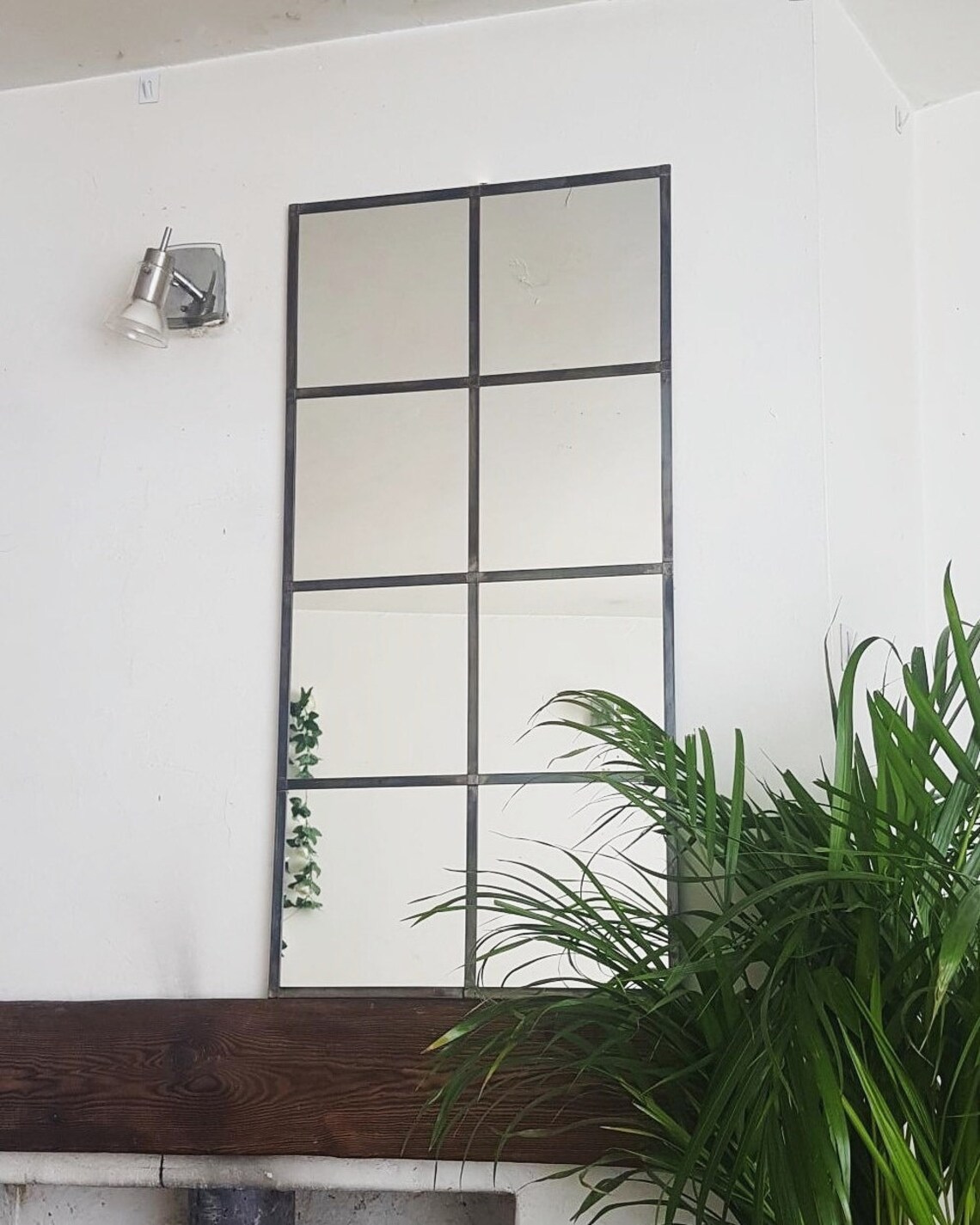 Industrial Leaded Mirror Handmade by Catfish Glass 91x46cm Etsy UK