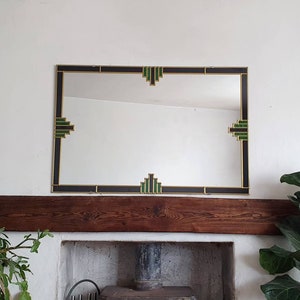 Art Deco Chicago Large Mirror Over Mantel Stained Glass style 91x61cm 3ftx2ft Large mirror