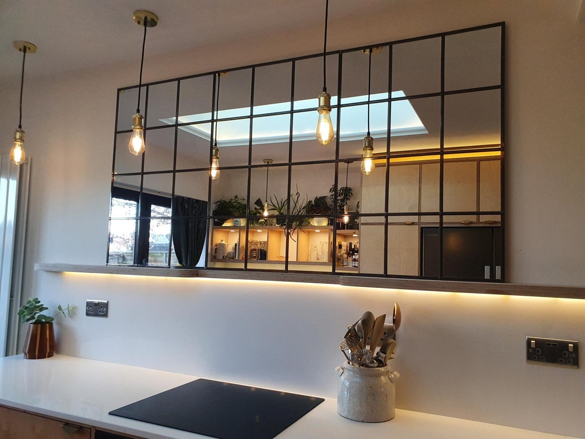 Very Large Industrial Leaded Window Mirror 6ftx3ft Handmade by Catfish ...