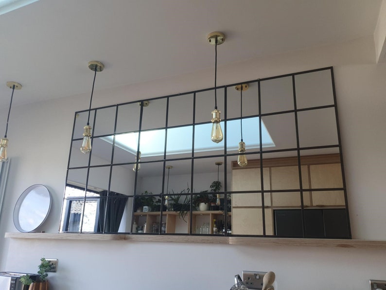 Very Large Industrial leaded Window Mirror 6ftx3ft handmade by Catfish Glass. 3 piece image 6