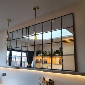 Very Large Industrial leaded Window Mirror 6ftx3ft handmade by Catfish Glass. 3 piece image 2