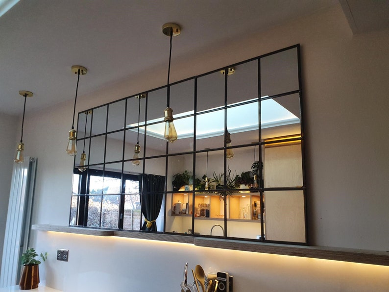 Very Large Industrial leaded Window Mirror 6ftx3ft handmade by Catfish Glass. 3 piece image 2