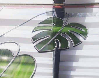 Espelho grande de Monstera (planta queijo) 91 x 61 cm (3 pés x 2 pés) Espelho de vidro artístico