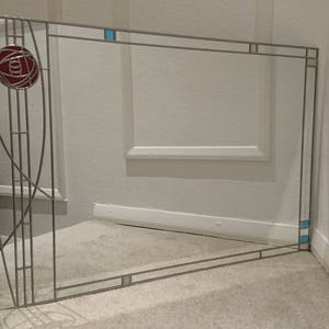 Rennie Mackintosh style large uk handmade stained glass mirror Rose 60x90cm 2x3ft