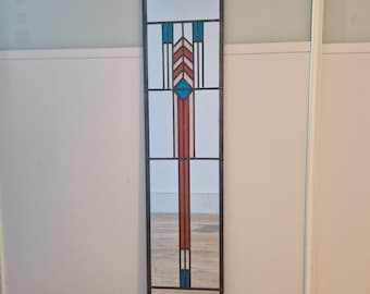 NEW Art Deco Mirror 21x91cm. Burned Orange, Teal and Peach. Special introductory price.