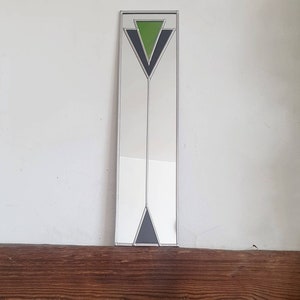 Art Deco Mirror Green and Black handcrafted by Catfish Glass 10x40cm