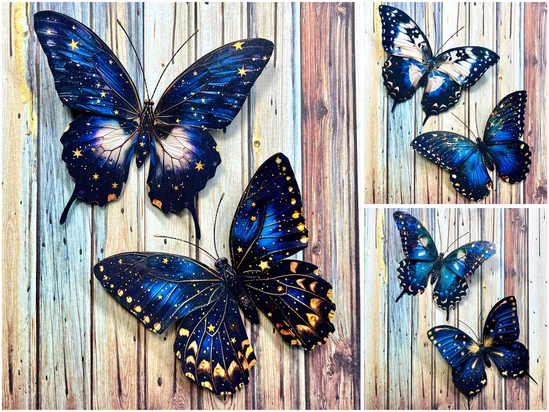 Butterfly Wall Decal, 3D Decoration. Moonlight, Starlight. Set of 6 - Etsy