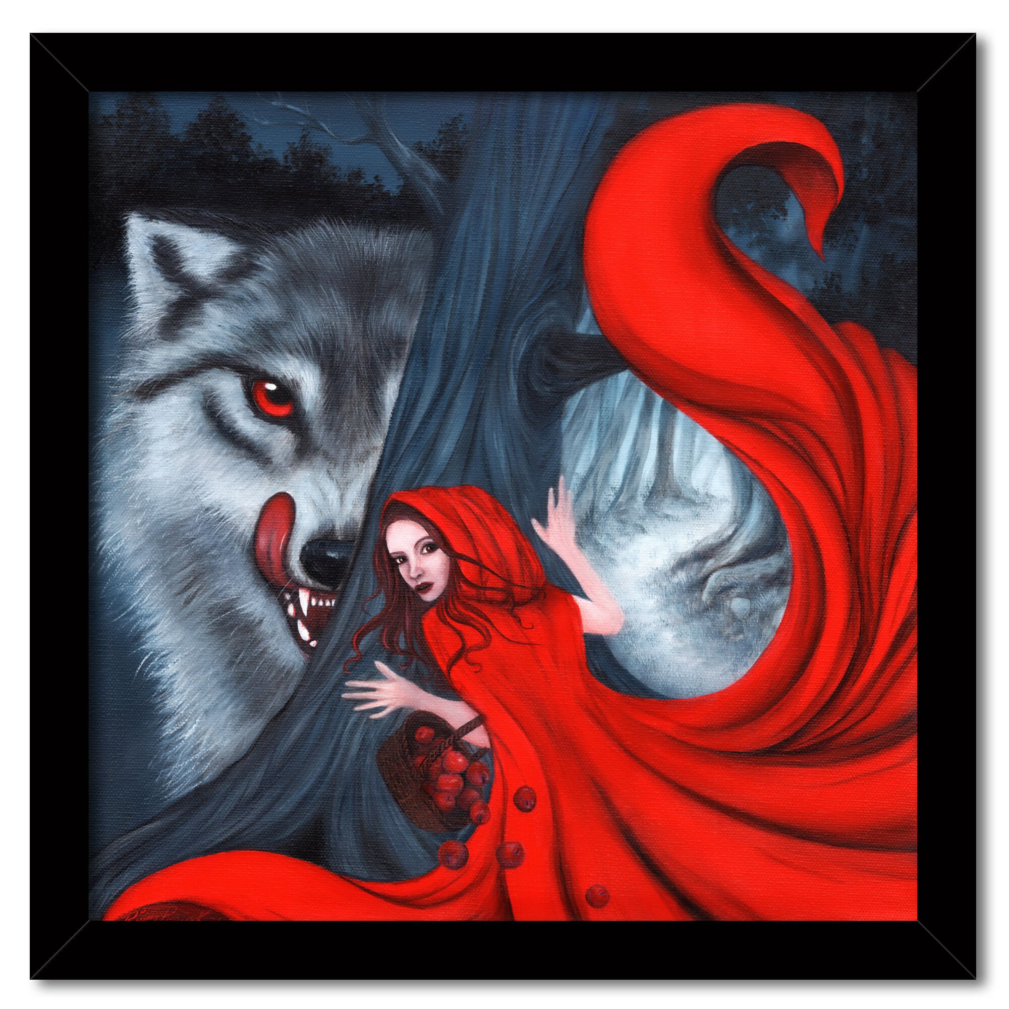 Little Red Riding Hood Framed Art Print – Dark Fairy Tale Wolf Decor - Etsy
